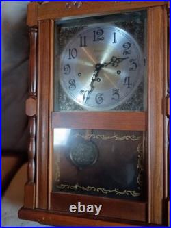 Ansonia Ezee-set #755 Chime Wall Clock Key Wind Wood Vintage Ansonia Ezee-set #755 Chime Wall Clock Key Wind Wood Vintage