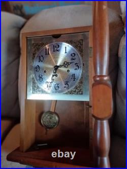Ansonia Ezee-set #755 Chime Wall Clock Key Wind Wood Vintage