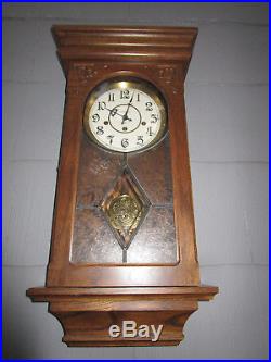 Ansonia Oak Westminster Chime Pendulum Wall Clock One Owner All Paperwork