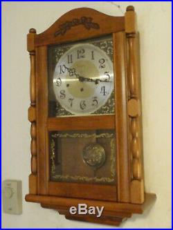 Ansonia Wall Clock Maple 8 Day Key Wound Hermle Westminster Chime