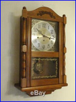 Ansonia Wall Clock Maple 8 Day Key Wound Hermle Westminster Chime