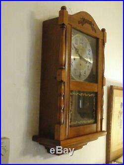 Ansonia Wall Clock Maple 8 Day Key Wound Hermle Westminster Chime