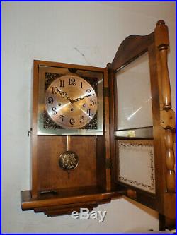 Ansonia Wall Clock Maple 8 Day Key Wound Hermle Westminster Chime