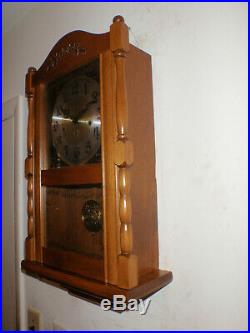 Ansonia Wall Clock Maple 8 Day Key Wound Hermle Westminster Chime