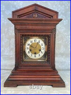 Ant Junghans Bracket Clock Westminster Chimes Elegant & Large Wood Case Runs