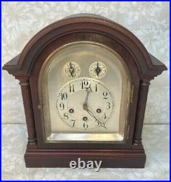 Ant Junghans Bracket Clock Westminster Chimes Elegant & Large Wood Case Runs