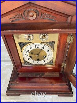 Ant Junghans Bracket Clock Westminster Chimes Elegant & Large Wood Case Runs