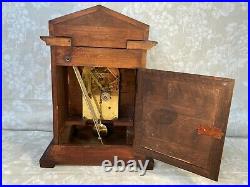 Ant Junghans Bracket Clock Westminster Chimes Elegant & Large Wood Case Runs