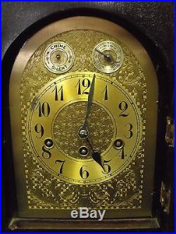 Ant. Junghans German Mahogany Bracket Clock, Westminster Chimes, 8 x 12 x 17 H