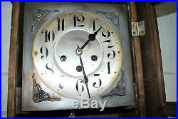 Antique 1912 Junghans Westminster Chime & Strike Oak Wall Clock Bevel Glass
