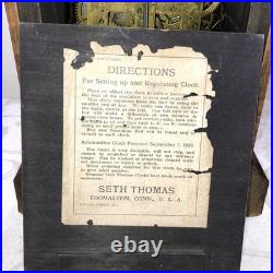 Antique 1914 Seth Thomas Adamantine Mantel Clock. Preowned
