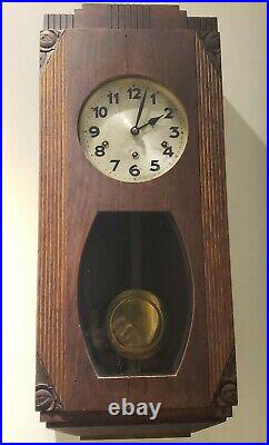 Antique 1920's JUNGHANS Westminster Chime Oak Deco Regulator Wall Clock Germany