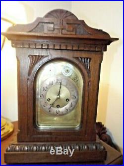 Antique 1920s Junghans Westminster Rod Chime Oak Mantle Clock AS IS PROJECT