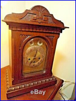 Antique 1920s Junghans Westminster Rod Chime Oak Mantle Clock AS IS PROJECT