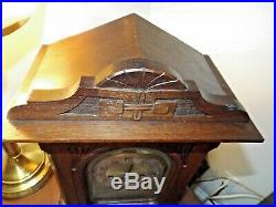 Antique 1920s Junghans Westminster Rod Chime Oak Mantle Clock AS IS PROJECT