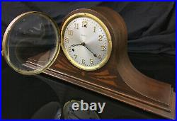 Antique 1924 VTG Mahogany Waterbury Fernwood Mantle Gong Chime Clock