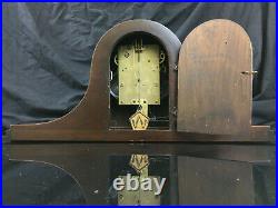 Antique 1924 VTG Mahogany Waterbury Fernwood Mantle Gong Chime Clock