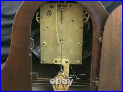 Antique 1924 VTG Mahogany Waterbury Fernwood Mantle Gong Chime Clock