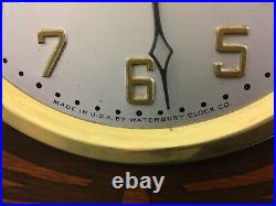 Antique 1924 VTG Mahogany Waterbury Fernwood Mantle Gong Chime Clock