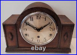 Antique 1930's German Art Deco Oak Cased Westminster Chiming Mantel Clock