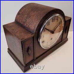 Antique 1930's German Art Deco Oak Cased Westminster Chiming Mantel Clock