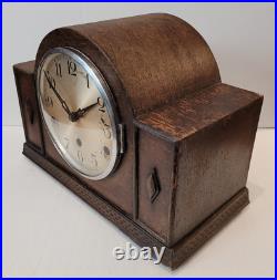 Antique 1930's German Art Deco Oak Cased Westminster Chiming Mantel Clock