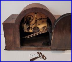 Antique 1930's German Art Deco Oak Cased Westminster Chiming Mantel Clock