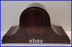 Antique 1930's Mahogany Napoleon Hat Shaped Westminster Chiming Mantel Clock