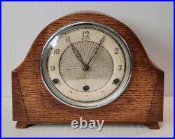 Antique 1930's Oak Art Deco Bentima Westminster Chiming Mantel Clock (Cream)