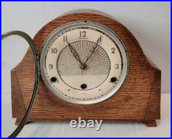 Antique 1930's Oak Art Deco Bentima Westminster Chiming Mantel Clock (Cream)