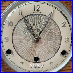 Antique 1930's Oak Art Deco Bentima Westminster Chiming Mantel Clock (Cream)