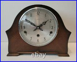 Antique 1930's Oak Art Deco Enfield Westminster Chiming Mantel Clock & Silence