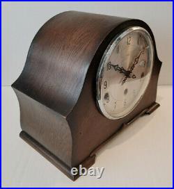 Antique 1930's Oak Art Deco Enfield Westminster Chiming Mantel Clock & Silence