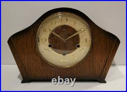 Antique 1930's Oak Art Deco Smiths Westminster Chiming Mantel Clock (Early 20th)