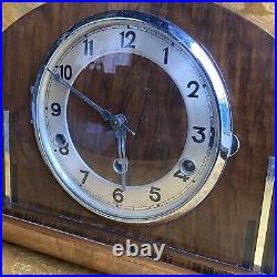 Antique 1930s Fully Working Westminster Chime Art Deco Napoleon Hat Mantle Clock