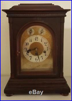 Antique 19th C. JUNGHANS Mahogany Westminster Chime Bracket Mantel Shelf Clock
