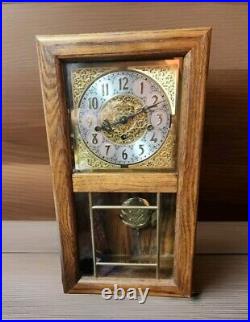 Antique Ansonia Gold Face &Beveled Glass Mechanical Chime Clock W Pendulum Works