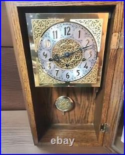 Antique Ansonia Gold Face &Beveled Glass Mechanical Chime Clock W Pendulum Works