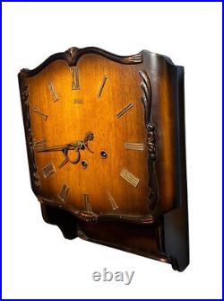 Antique Art Deco Fred J. Koch 8 Day Westminster Chime Wall Clock 3 Key 15 X 12