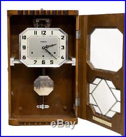 Antique Art Deco VEDETTE FRENCH WALL CLOCK Walnut Wood & Westminster Chimes