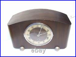 Antique Art Deco Vintage Mantle Clock Walnut Westminster Chimes Work 30's Gift