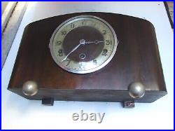 Antique Art Deco Vintage Mantle Clock Walnut Westminster Chimes Work 30's Gift