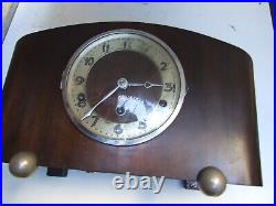 Antique Art Deco Vintage Mantle Clock Walnut Westminster Chimes Work 30's Gift