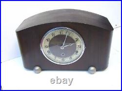 Antique Art Deco Vintage Mantle Clock Walnut Westminster Chimes Work 30's Gift