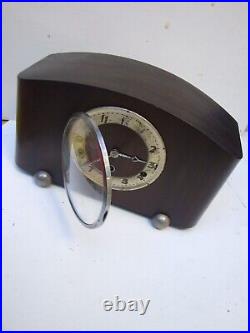 Antique Art Deco Vintage Mantle Clock Walnut Westminster Chimes Work 30's Gift