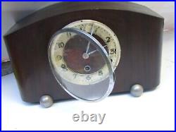 Antique Art Deco Vintage Mantle Clock Walnut Westminster Chimes Work 30's Gift