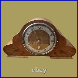 Antique Bentima Perivale Art Deco Oak Walnut Cased Westminster Chiming Clock