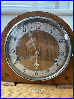 Antique Bentima Perivale Art Deco Oak Walnut Cased Westminster Chiming Clock