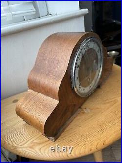 Antique Bentima Perivale Art Deco Oak Walnut Cased Westminster Chiming Clock