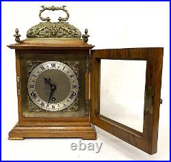 Antique Burr Walnut Westminster Chime Mantel Clock With Brass Caddy Top Garrard